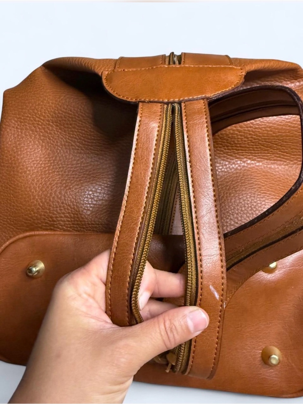 Vintage Pierre Balmain Brown Leather Sling Backpack - Picture 7 of 8